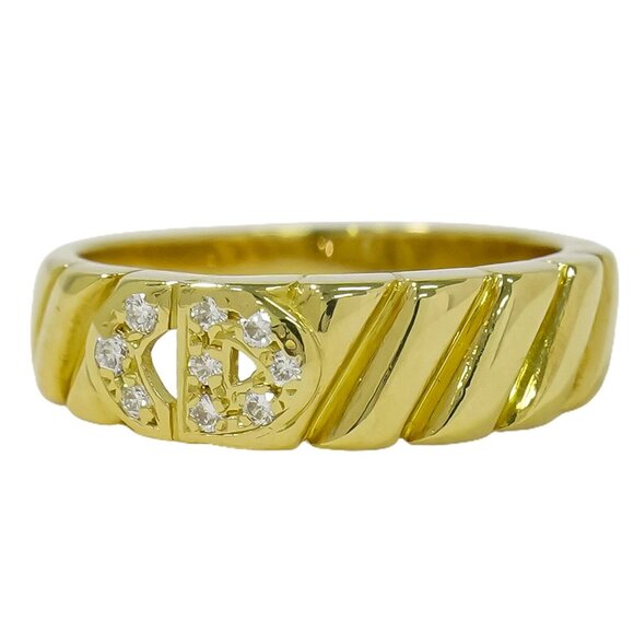 Christian Dior Diamond 0.457ct Ring 750 Yellow Gold US 4.75 3.7g - Picture 1 of 10